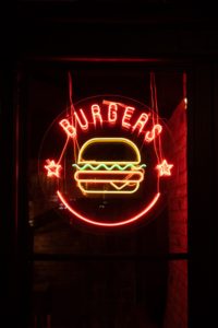 neon burger sign